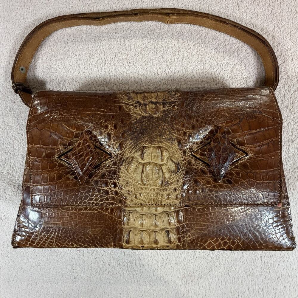 Hornback Crocodile Leather Bag 1940s Bangkok Siam READ
